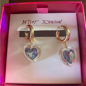 Betsey Johnson Blue Heart Earrings - NWT